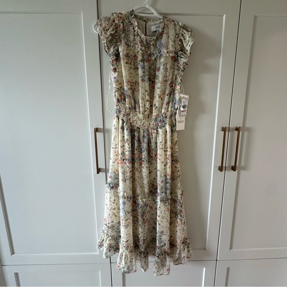 CeCe Cream Floral Midi Dress